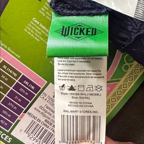 Wicked Musical Elphaba Green Witch Girls Costume Halloween Size S 6/6X NEW - Picture 5 of 7